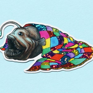 Sparkly Cute Anglerfish Sticker