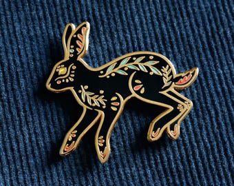 Hare Enamel Pin - Golden Metal (Jackrabbit/Rabbit)