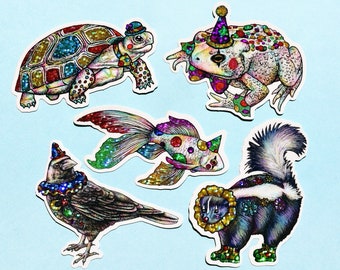 Sparkly Clown Animal Sticker Pack #2