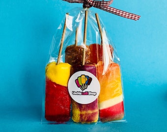 Uschis-Lolli-Shop - "Sunshine Mix" - 5 leckere Lollis - handgemacht - Gastgeschenk Ostern - Bonbon - Süßigkeiten - Geburtstag - Geschenkidee