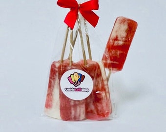 Uschis-Lolli-Shop - Rote Grütze Lollis mit Vanille - handgemacht - Gastgeschenk Kindergeburtstag - Lollis - Süßigkeiten - Top Bewertungen