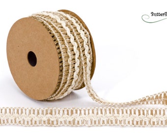 Decorative ribbon jute + cotton 16 mm, 10 meters