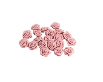 Roses satinées 10 mm vieux rose 20 pièces