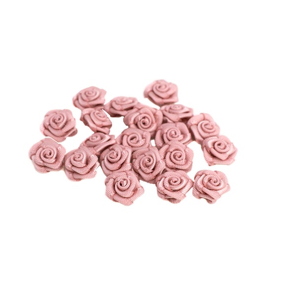 Roses satinées 10 mm vieux rose 20 pièces