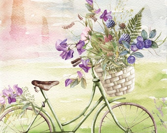 Servilletas de papel 33 x 33 cm 3 capas bicicleta con cesta de flores 20 piezas verde