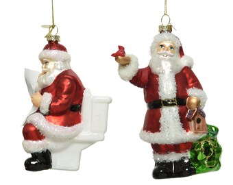 Christbaumschmuck Glas Weihnachtsmann 14,5cm rot, 2er Set