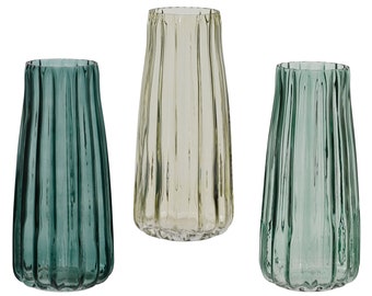 Vase à fleurs en verre 10 x 22 cm pétrole / vert clair / vert jade 1 pièce assortie
