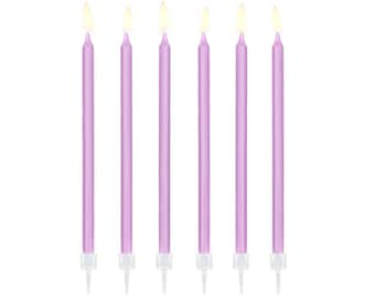 Velas de cumpleaños con soporte 12,5 cm lila juego de 12