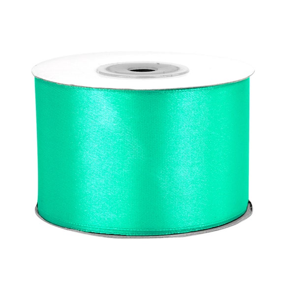 Ruban satin 50 mm x 25 m rouleau vert turquoise / aqua