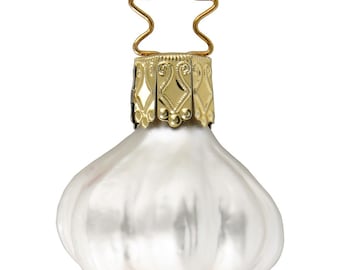 Pendentif décoration sapin de Noël verre ail 4 cm blanc