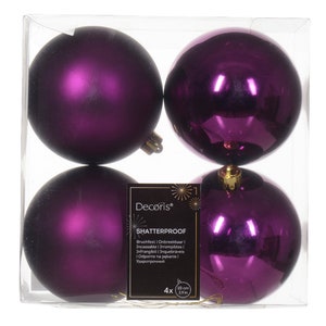 Boules de Noël en plastique 10 cm 4 pièces violet image 1