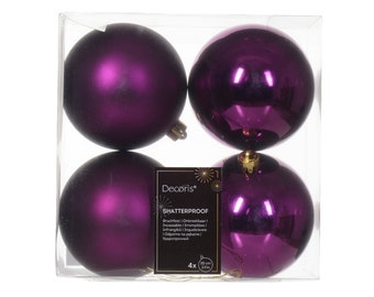 Boules de Noël en plastique 10 cm 4 pièces - violet