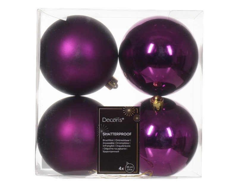 Boules de Noël en plastique 10 cm 4 pièces violet image 1