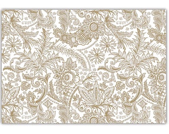 Tischsets aus Papier 43x30cm Ornament Muster 50 Stück Weiß / Gold