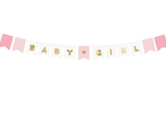 Garland banner Baby Girl 15 x 175 cm white / pink