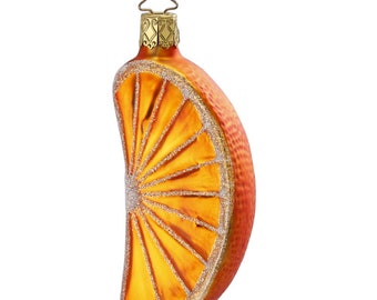 Pendentif décoration sapin de Noël verre orange pièce 10 cm orange jaune