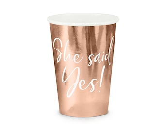 Pappbecher She said yes! 220ml roségold 6er Set