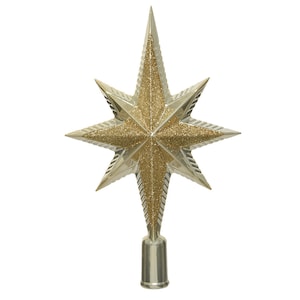 Christmas tree topper star 25 cm plastic, pearl / light gold