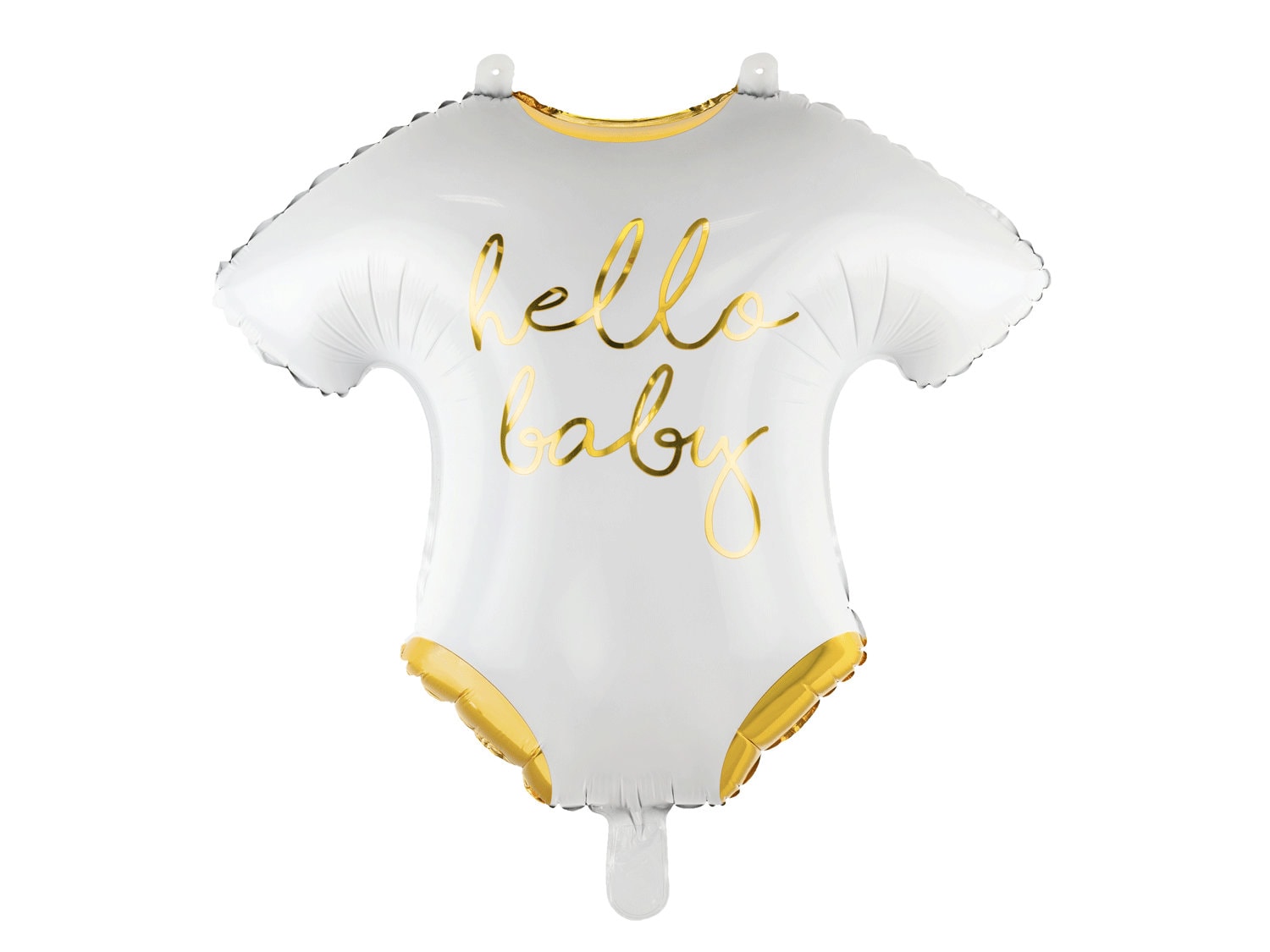 Folienballon Strampler / Hello Baby 51cm, Weiß / Gold 
