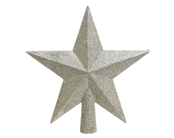 Cimier de sapin de Noël étoile avec paillettes 19 cm en plastique, perle