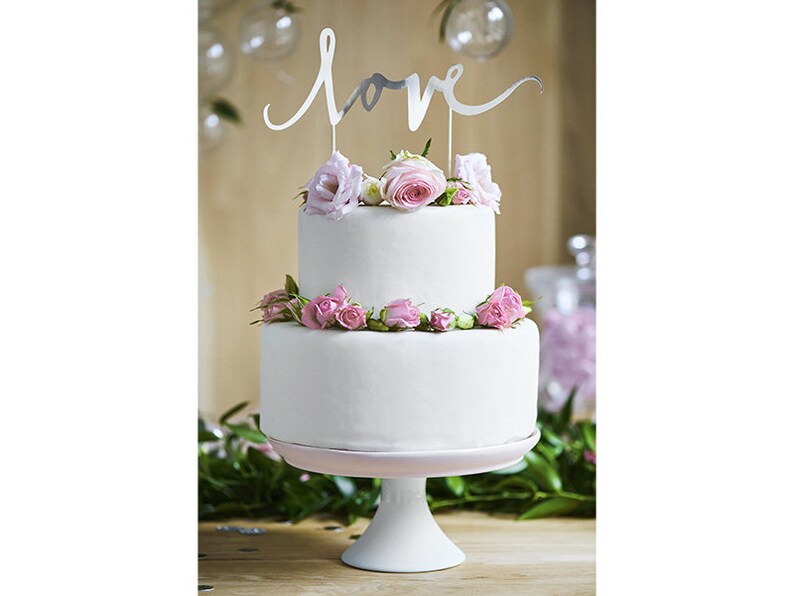 Cake Topper Love / Hochzeit 17cm silber Bild 2