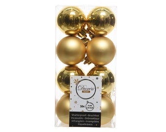 Boules de Noël en plastique 4 cm or clair, 16 pièces