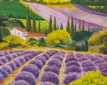 Serviettes en papier 33 x 33 cm 3 épaisseurs Lavender Farm 20 pièces violet/vert