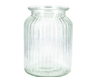 Lantern glass grooved 11 x 14.5 cm clear transparent