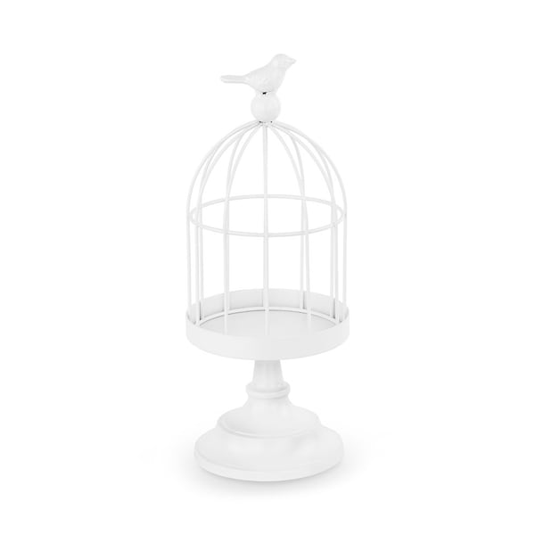 Bird cage decorative metal round for standing 11 x 27.5 cm white