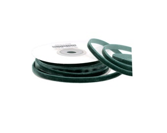 Velvet ribbon 6 mm x 10 m roll dark green