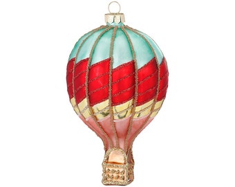 Christbaumschmuck Glas Heißluftballon 12cm bunt