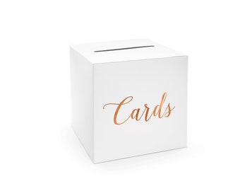 Kartenbox Hochzeit 24cm Papier, weiß / rosegold