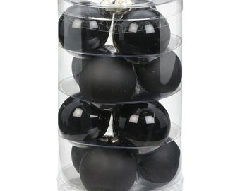 Christmas balls glass 6 cm Ebony Black, 12 pieces