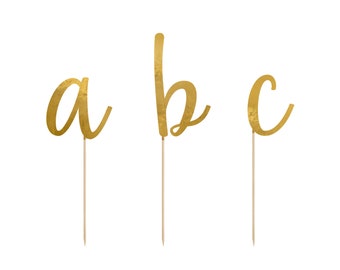 Cake topper letters paper gold, 53 pieces