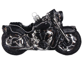 Christbaumschmuck Glas Chopper Motorrad 13cm schwarz