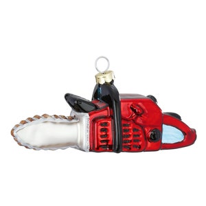 Christmas tree decoration glass chainsaw 11.5 cm red