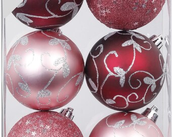 Weihnachtskugeln Dekorierte Kugeln Kunststoff 8cm 6er Set - Berry Kiss