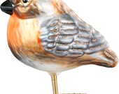 Christmas tree decoration glass robin bird 12.5 cm orange grey