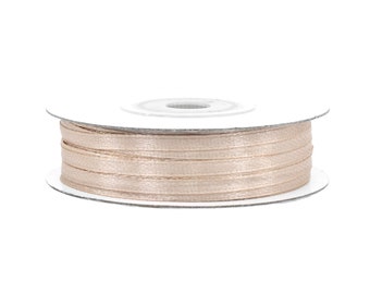 Ruban satin 3 mm x 50 m rouleau beige