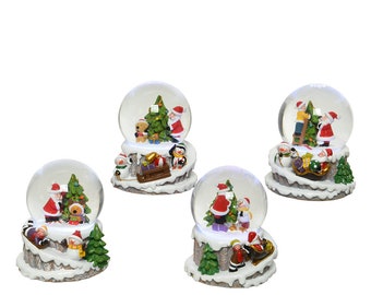 Boule à neige Village de Noël 8 x 12 cm LED / batterie colorée, 1 pièce asst.