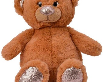 Teddy bear cuddly toy with glitter 50 cm, light brown