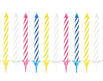 Bandes de bougies d'anniversaire 6 cm colorées, 24 pièces