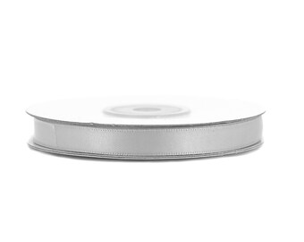 Doppelseitiges Satinband 10mm x 20m Rolle Silber / Grau