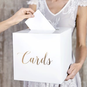 Kartenbox Hochzeit 24cm Papier, weiß / gold image 2