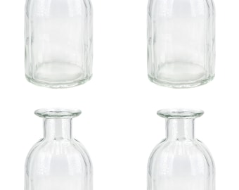 Vasen Glas gerillt 14cm klar transparent 250ml 4er Set