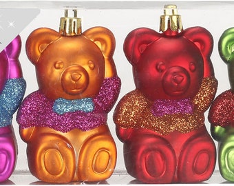 Christbaumschmuck Kunststoff Teddybären 8cm Mille Fiori, 4er Set