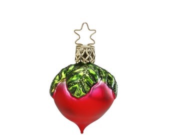 Pendentif décoration sapin de Noël radis en verre 5 cm rouge