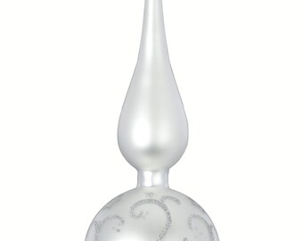Christbaumspitze XL mit Muster Glas 32cm weiß matt