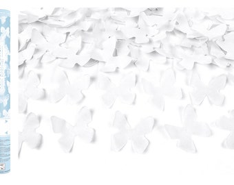 Confetti cannon with butterflies 40 cm white