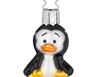 Christbaumschmuck Glas Baby Pinguin 5,5cm Schwarz / Weiß